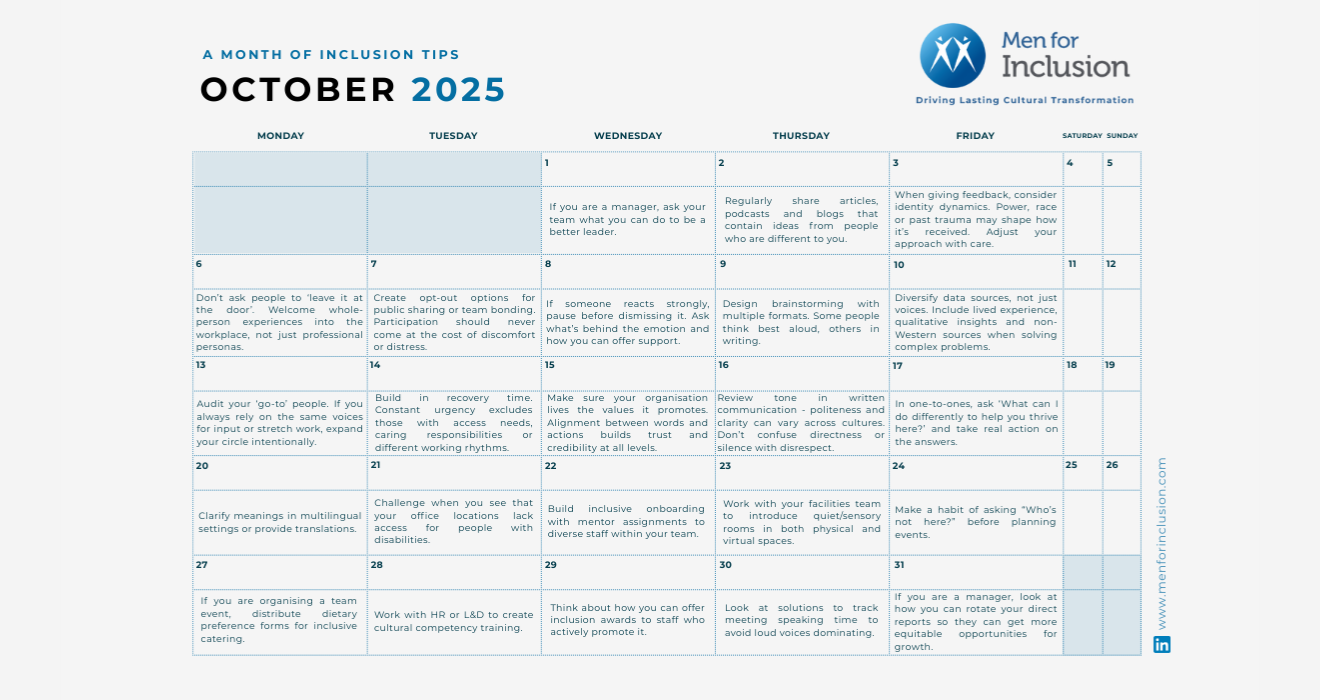 Inclusion Calendar: Daily tips for being more inclusive