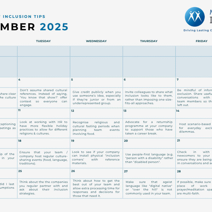 Inclusion Calendar: Daily tips for being more inclusive