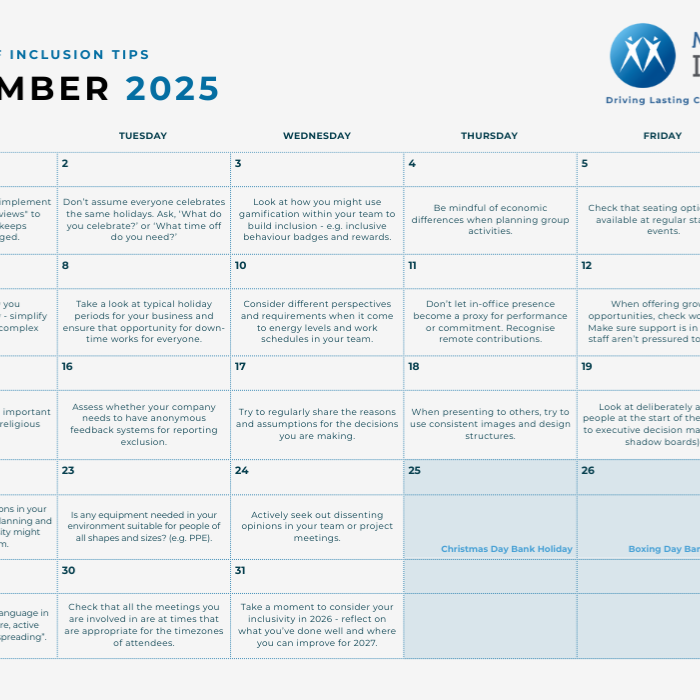 Inclusion Calendar: Daily tips for being more inclusive