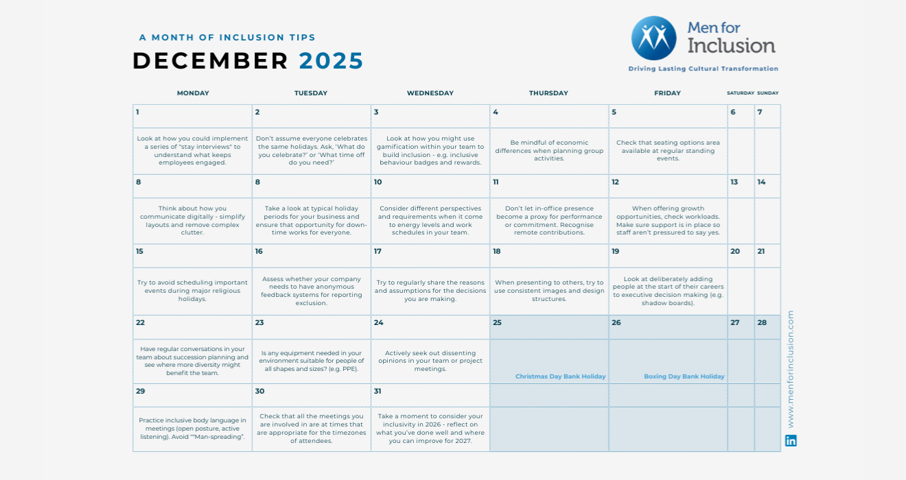 Inclusion Calendar: Daily tips for being more inclusive